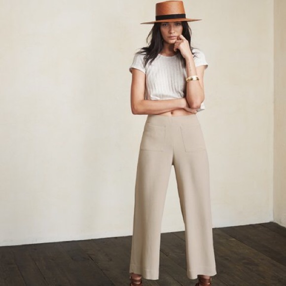 Reformation Pants - Reformation Selman Beige Wide-leg Trouser Pants